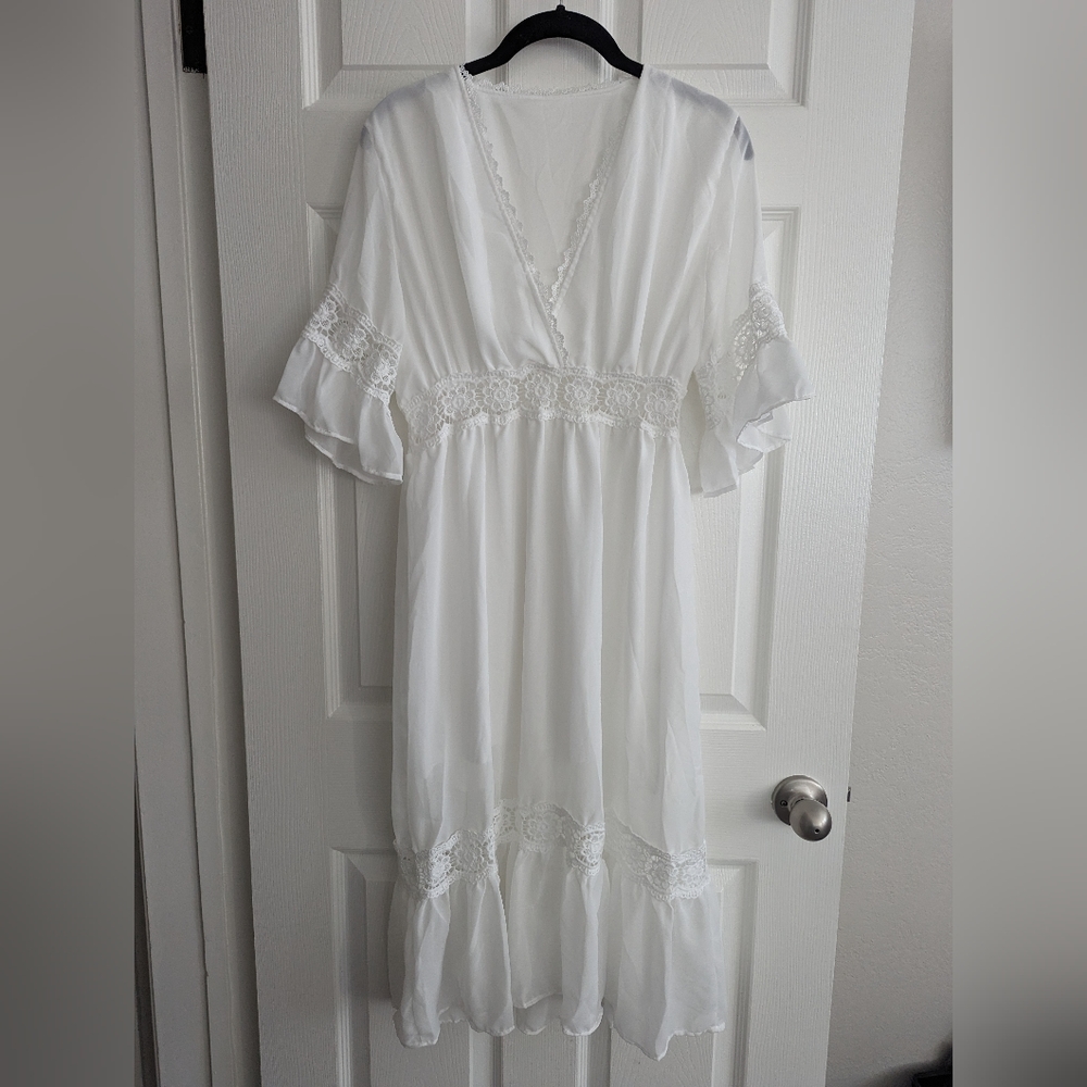 New Women's Summer Chiffon Deep V Casual Dress